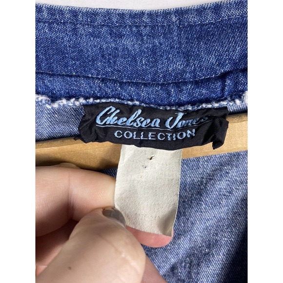 Vintage Denim Jean Shirt Dress 14 USA Made Button Down Midi Western Rockabilly - Picture 5 of 5